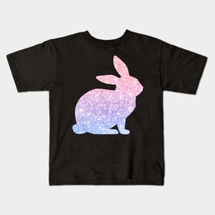 Pastel Pink and Purple Ombre Faux Glitter Easter Bunny Kids T-Shirt